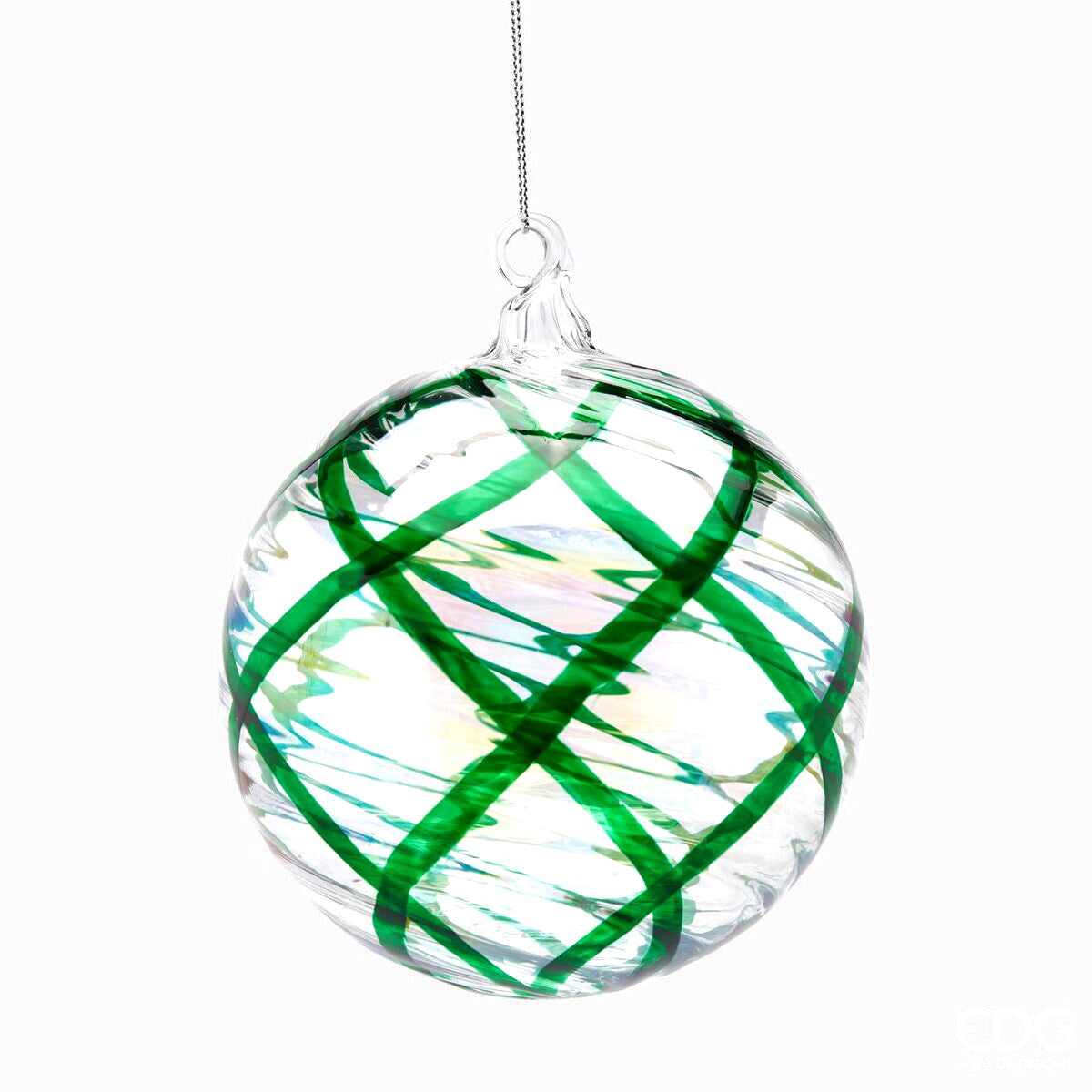 Palla Vetro Intrecci Verde &Oslash;12 | Palline di Natale in vetro soffiato EDG - 687067,70