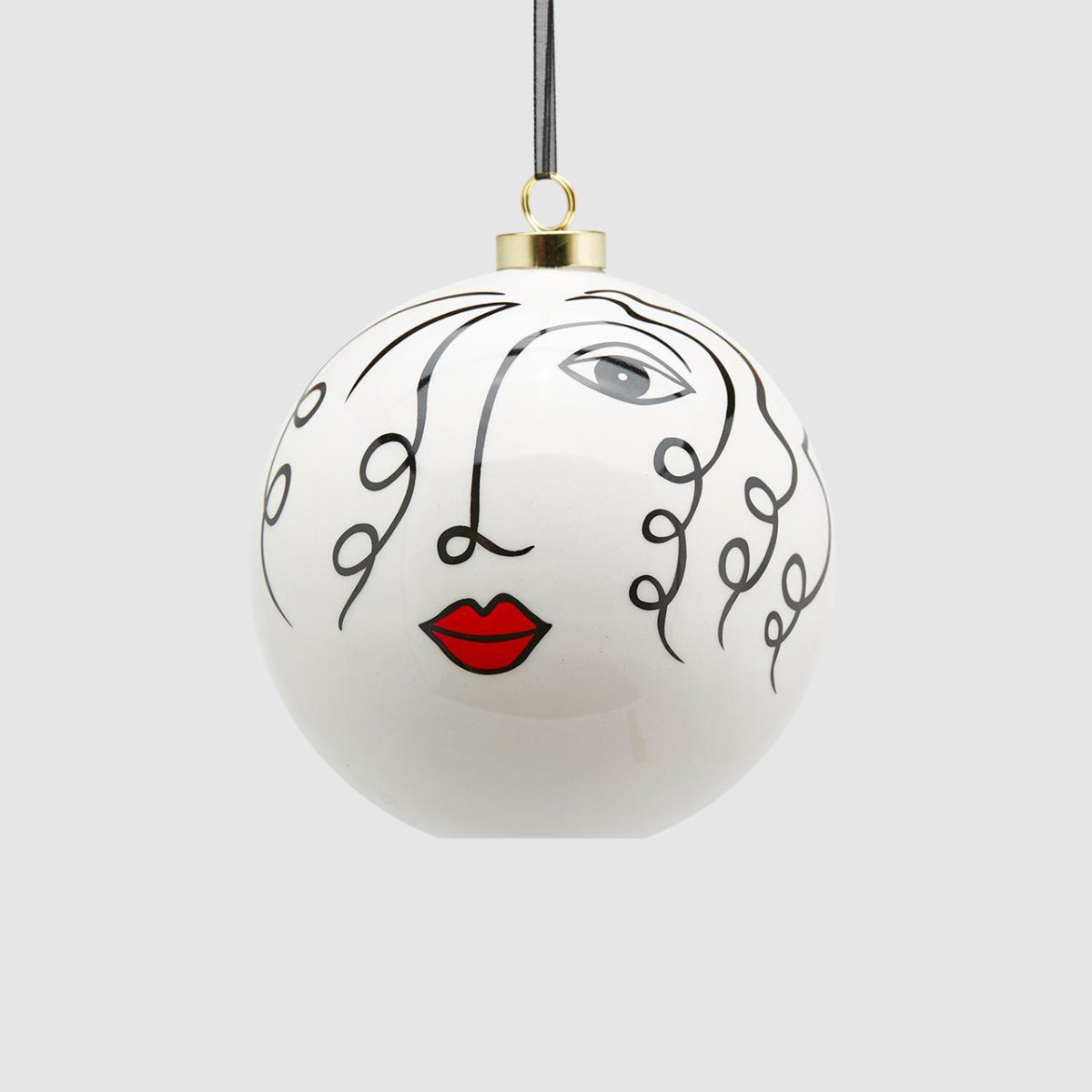 Palla Viso D11 : Pallina di Natale viso femminile in ceramica - 682372