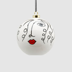Palla Viso D11 : Pallina di Natale viso femminile in ceramica - 682372