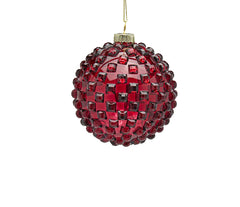 Palla Vetro Jems D8 : Palline di Natale in vetro rosso con rilievi 3D - 683363