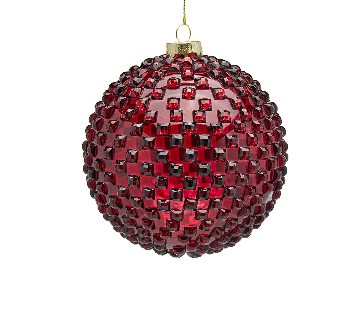 Palla Vetro Jems D12 : Palline di Natale in vetro rosso con rilievi 3D - 683365