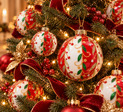 Palla di Natale Fasce Vischio EDG Enzo De Gasperi ambientata su albero di Natale elegante