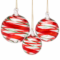 Palle di Natale Vortex EDG Enzo De Gasperi in vetro rosso e verde Ø 8, Ø 10 e Ø 12 cm