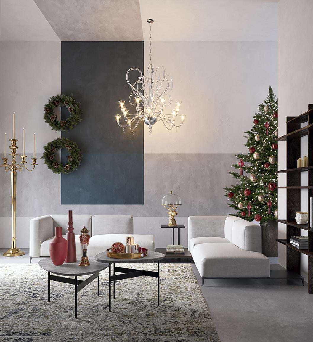 Palla Vetro Jems : Palline di Natale in vetro rosso con rilievi 3D - CONFIG0209
