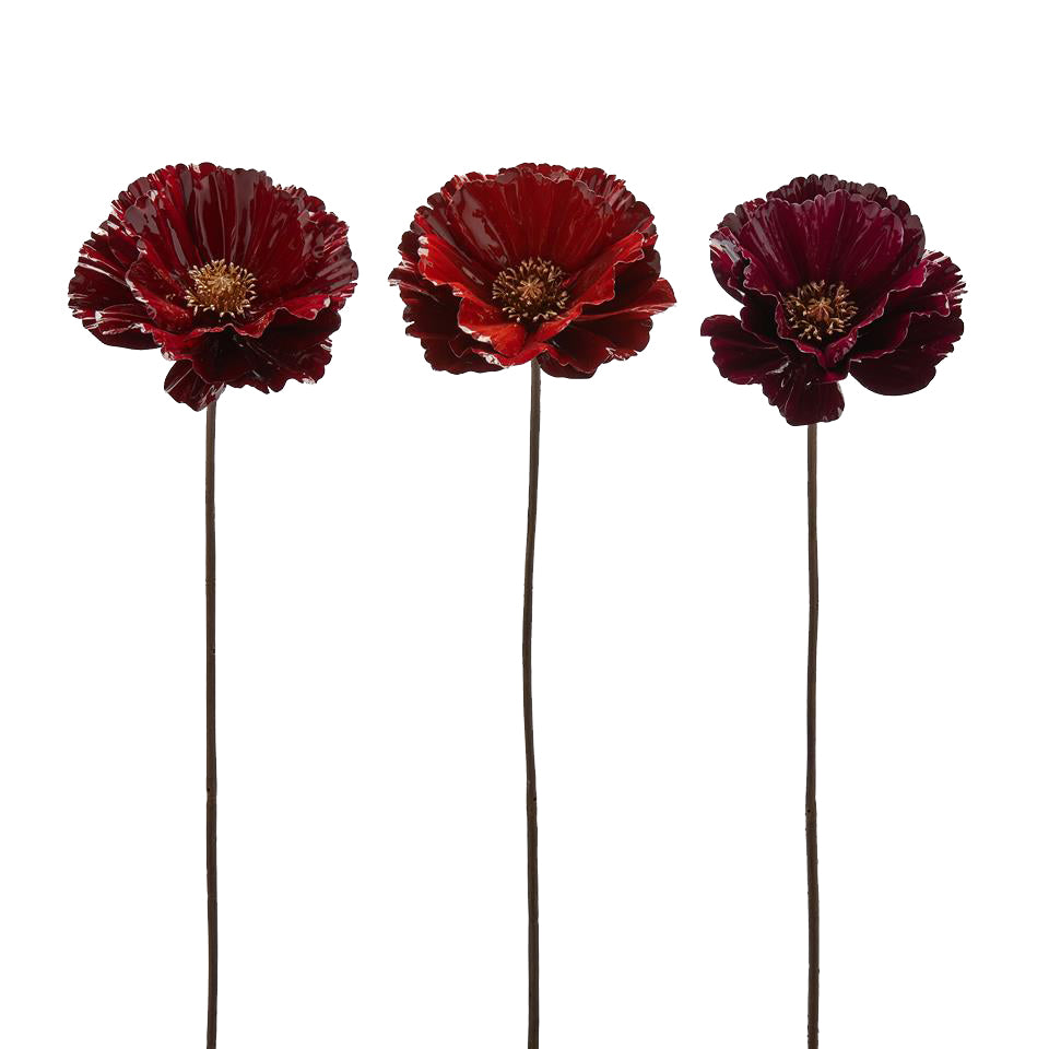 Papavero Glossy Ramo – 3 Colori Assortiti – H.70 cm – EDG Enzo De Gasperi