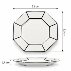 Set 2Pz. Piatto da Colazione in Porcellana Bianco/Nero– Collezione Carte Blanche - Annebet Philips Per Serax