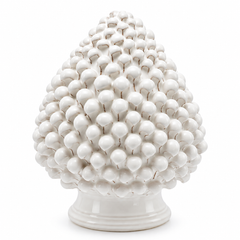 Pigna decorativa in ceramica bianca EDG Enzo De Gasperi H25 Ø19,5 cm, soprammobile ornamentale 