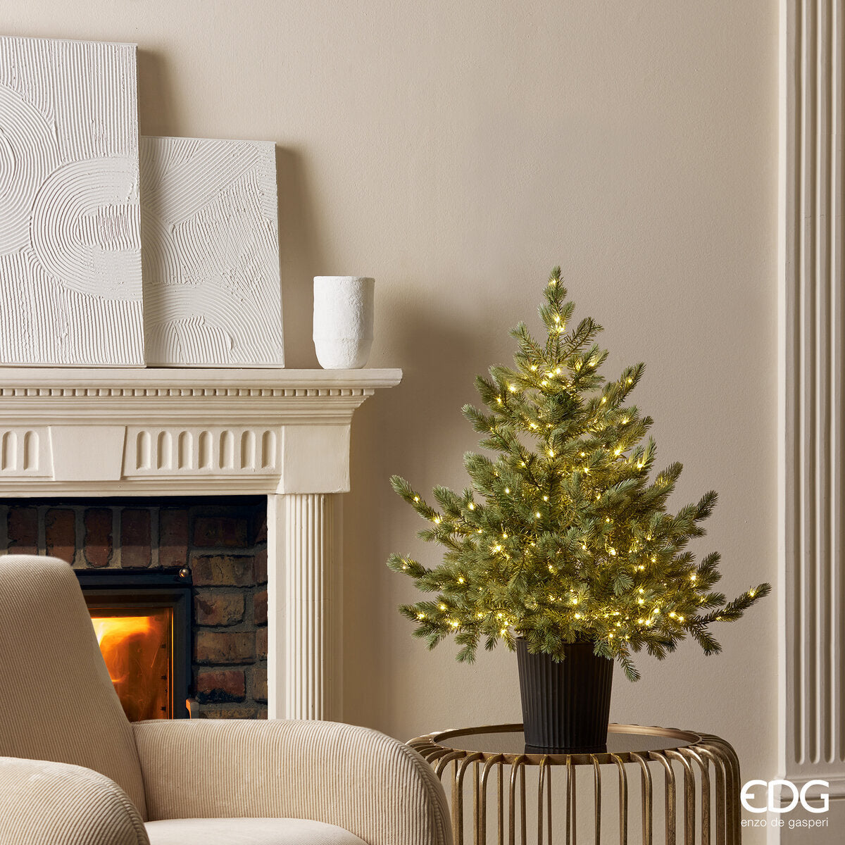 Pino Argentato con 240 LED H90 X D85 | Alberi di Natale con Luci Led Integrate EDG - 686049