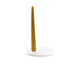 Porta Candela con disco rigato in vetro D15xH2,5 cm Natural - EDG - Enzo De Gasperi - 108304,40