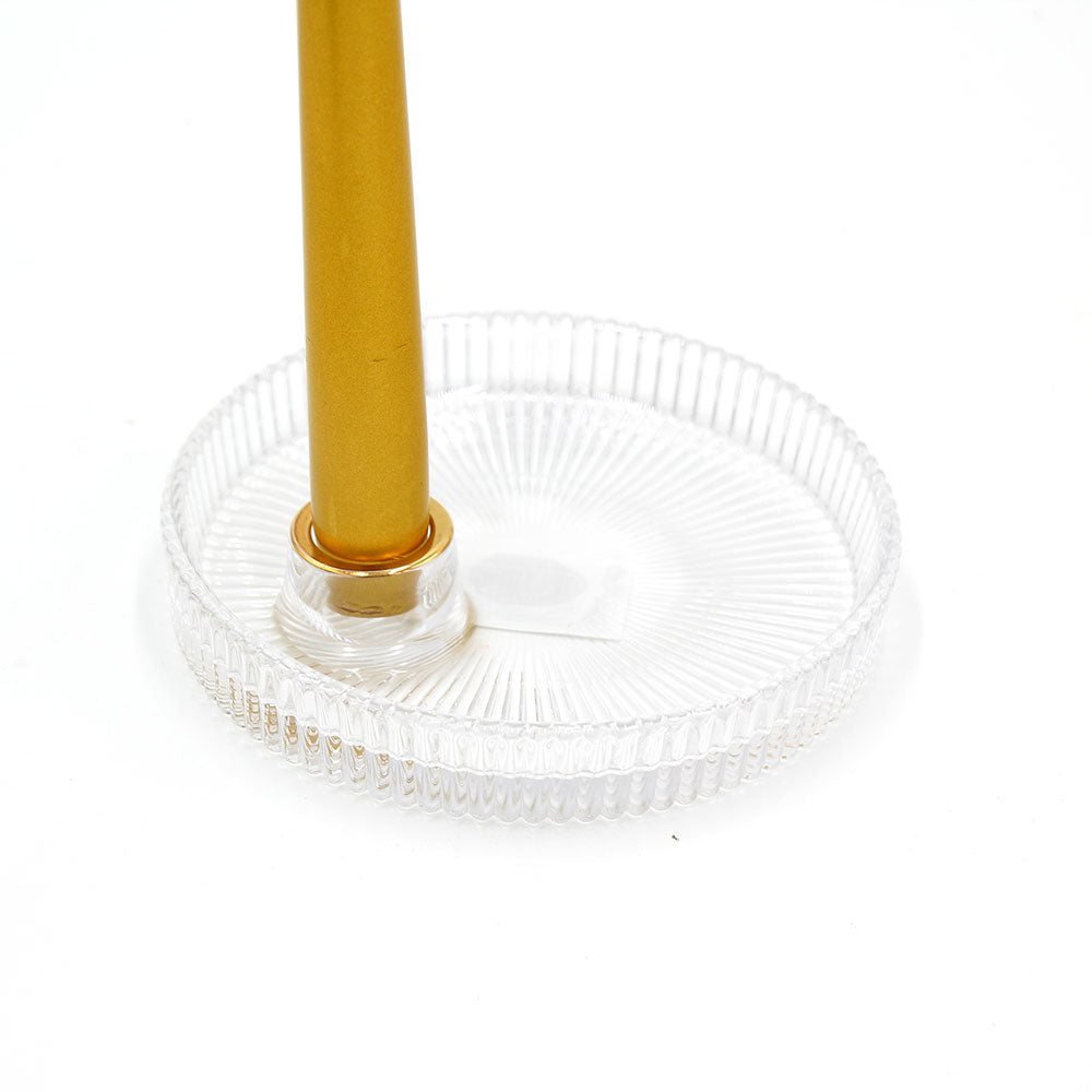Porta Candela con disco rigato in vetro D15xH2,5 cm Natural - EDG - Enzo De Gasperi - 108304,40