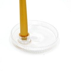 Porta Candela con disco rigato in vetro D15xH2,5 cm Natural - EDG - Enzo De Gasperi - 108304,40