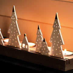 Porta Tealight Pini su base in legno - 4990117