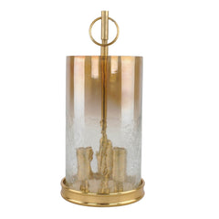 Portacandela 3 candele in vetro fumé e alluminio oro H37,5 cm