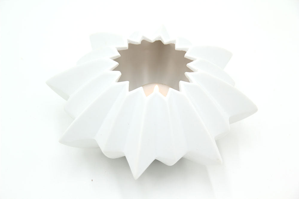 Porta Tealight Stella in Ceramica Bianca - 4990119