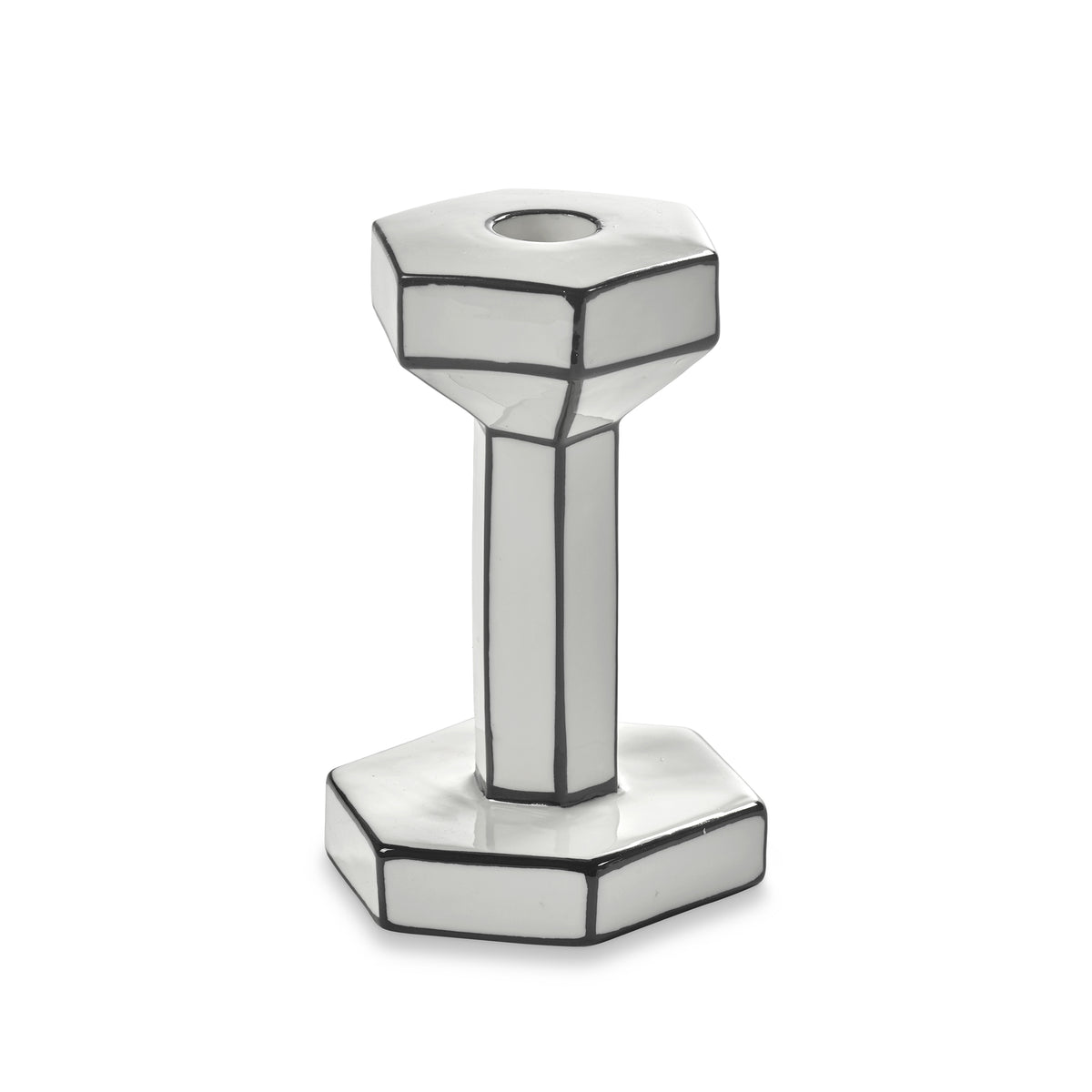 Portacandela in Porcellana Bianco/Nero H15,5 cm – Collezione Carte Blanche - Annebet Philips Per Serax