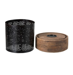 Portacandele H35 in legno e metallo traforato J Line - 85404
