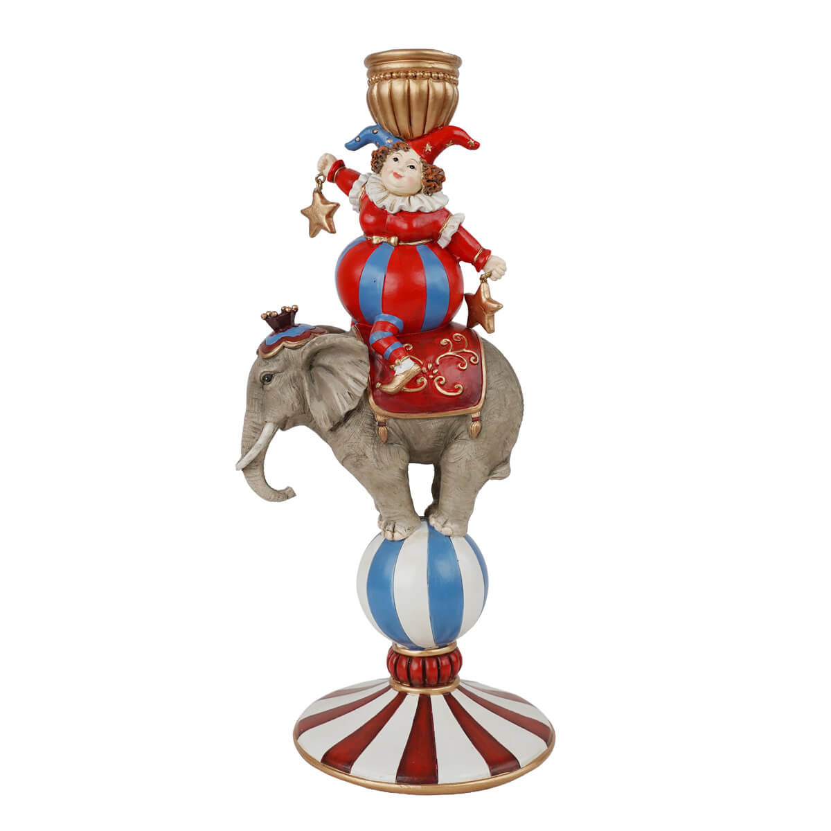 Portacandela natalizio Jolly su elefante in resina H30 cm