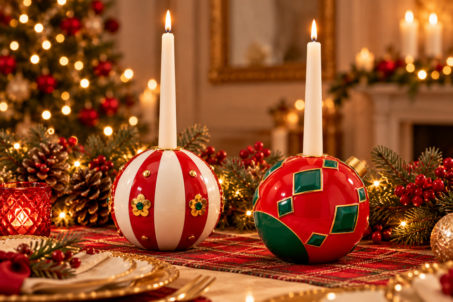 Portacandela Palla Xmas  EDG Enzo De Gasperi ambientato 