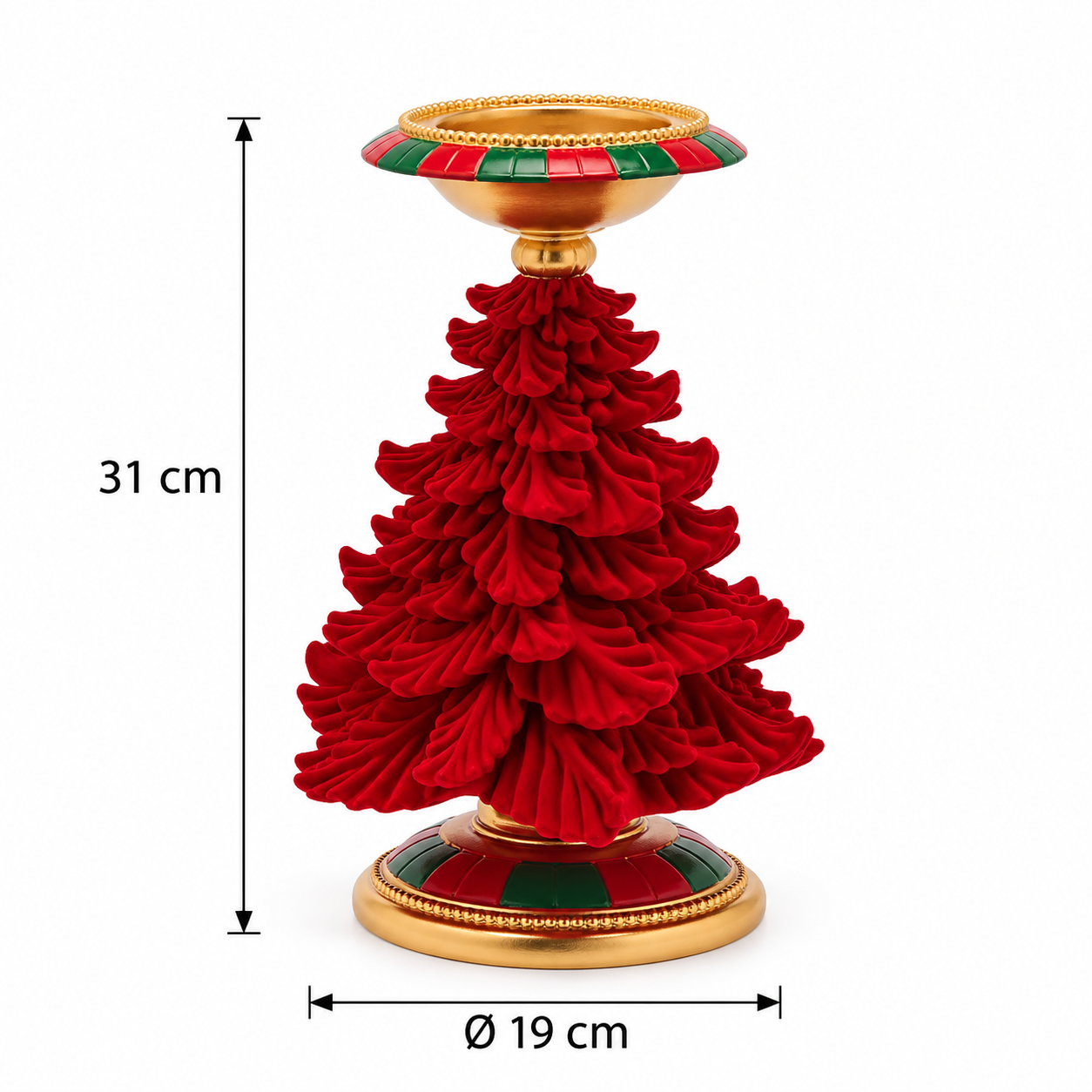 Portacandela Pino Rosso EDG Enzo De Gasperi con dimensioni H 31 × Ø 19 cm