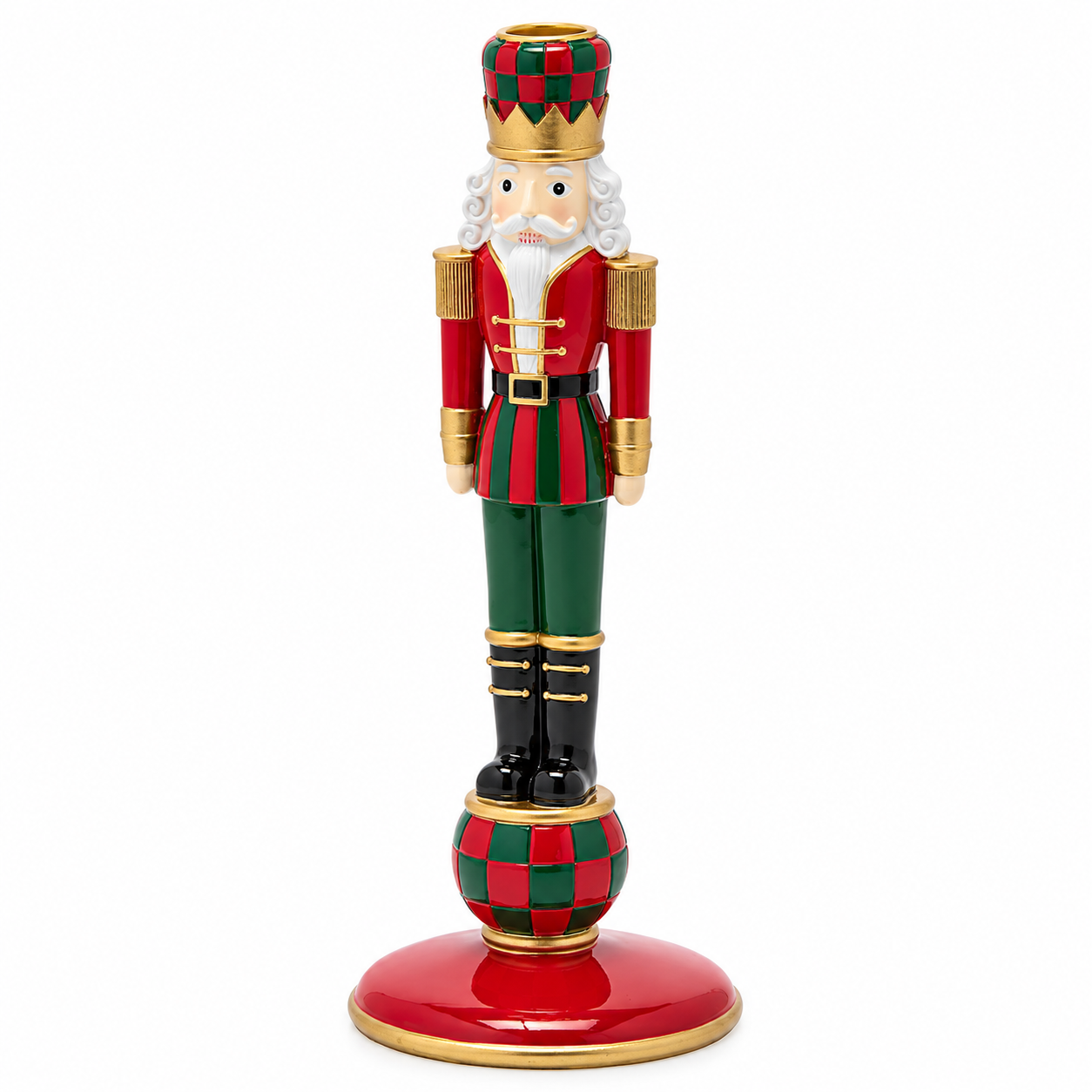 Portacandela Soldatino Natalizio EDG Enzo De Gasperi H 31 × Ø 12 cm nei colori rosso verde e oro
