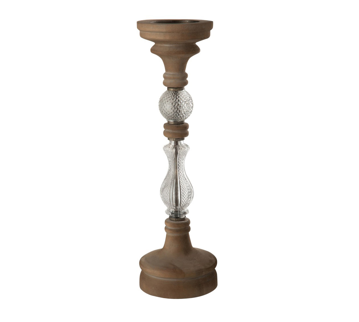Leo H54: portacandele legno e vetro J Line - 72777