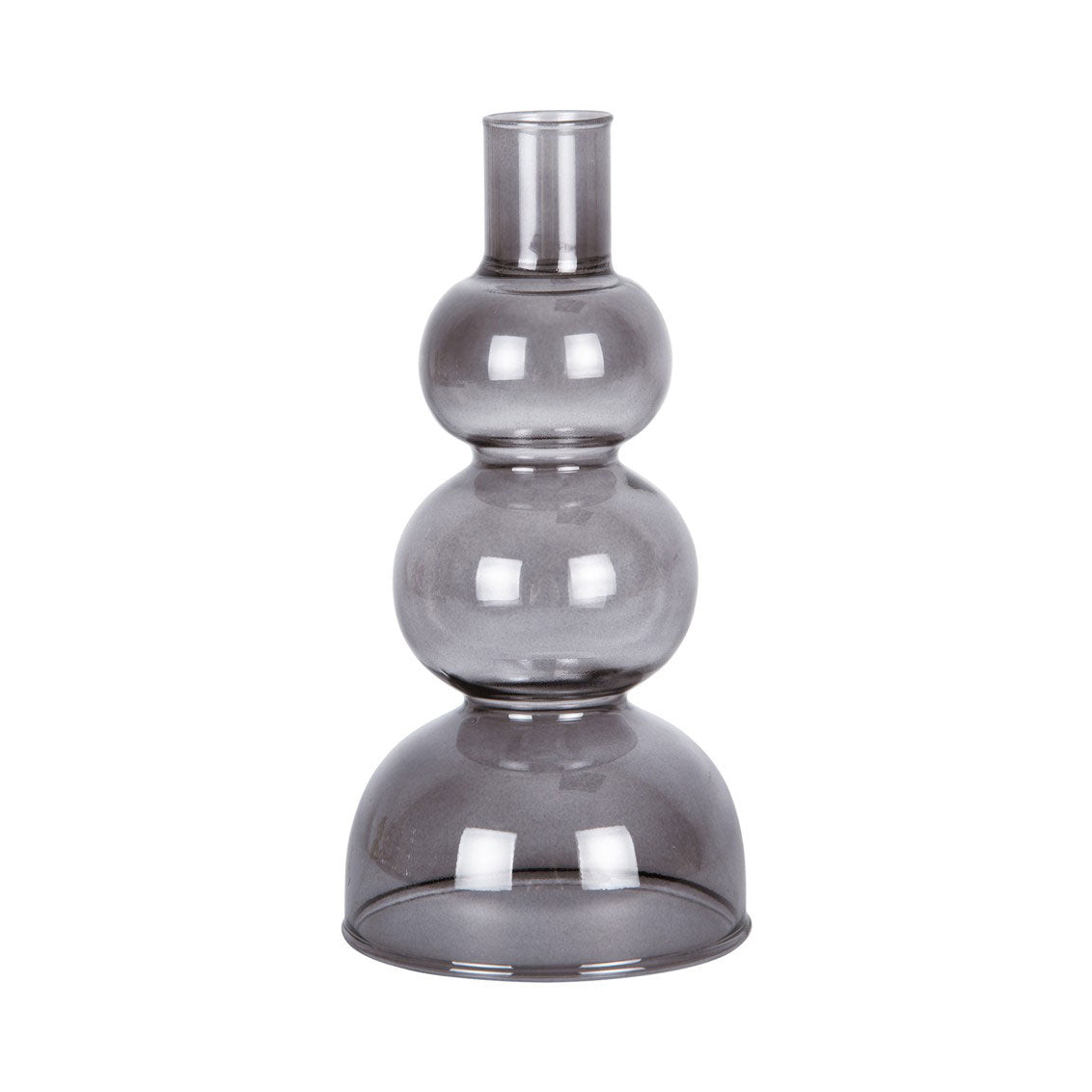 Portacandele Cerchi S in Vetro Fum&egrave; H16 D8 - PT3892BK