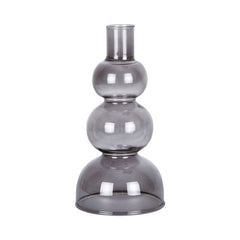 Portacandele Cerchi S in Vetro Fum&egrave; H16 D8 - PT3892BK