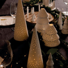 Porta Tealight Albero di Natale in Ceramica Bianca Satinata H21,5 - 4990748