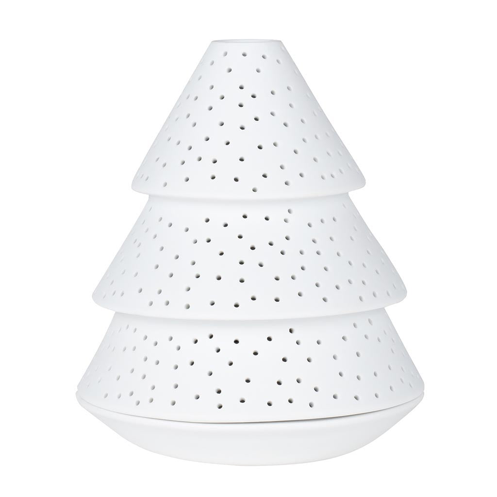 Porta Tealight Albero di Natale in Ceramica Bianca Satinata H15,5 - 4990747