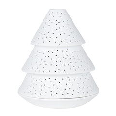 Porta Tealight Albero di Natale in Ceramica Bianca Satinata H15,5 - 4990747