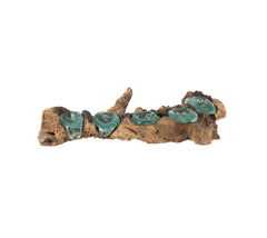 Tronco naturale con cinque alloggi porta tealight in vetro fuso - 10842