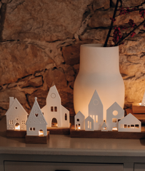 Porta Tealight City con base in legno - 4989875