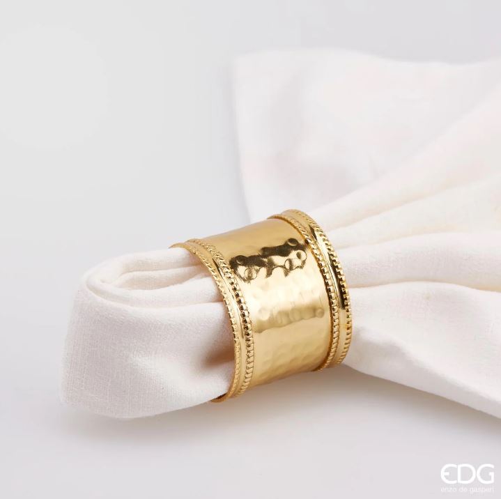 EDG - Enzo De Gasperi Set 4 Portatovaglioli Metallo Oro H4 D4,5 cm - 715026