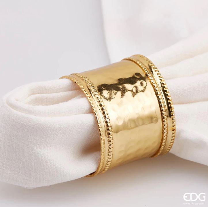 EDG - Enzo De Gasperi Set 4 Portatovaglioli Metallo Oro H4 D4,5 cm - 715026