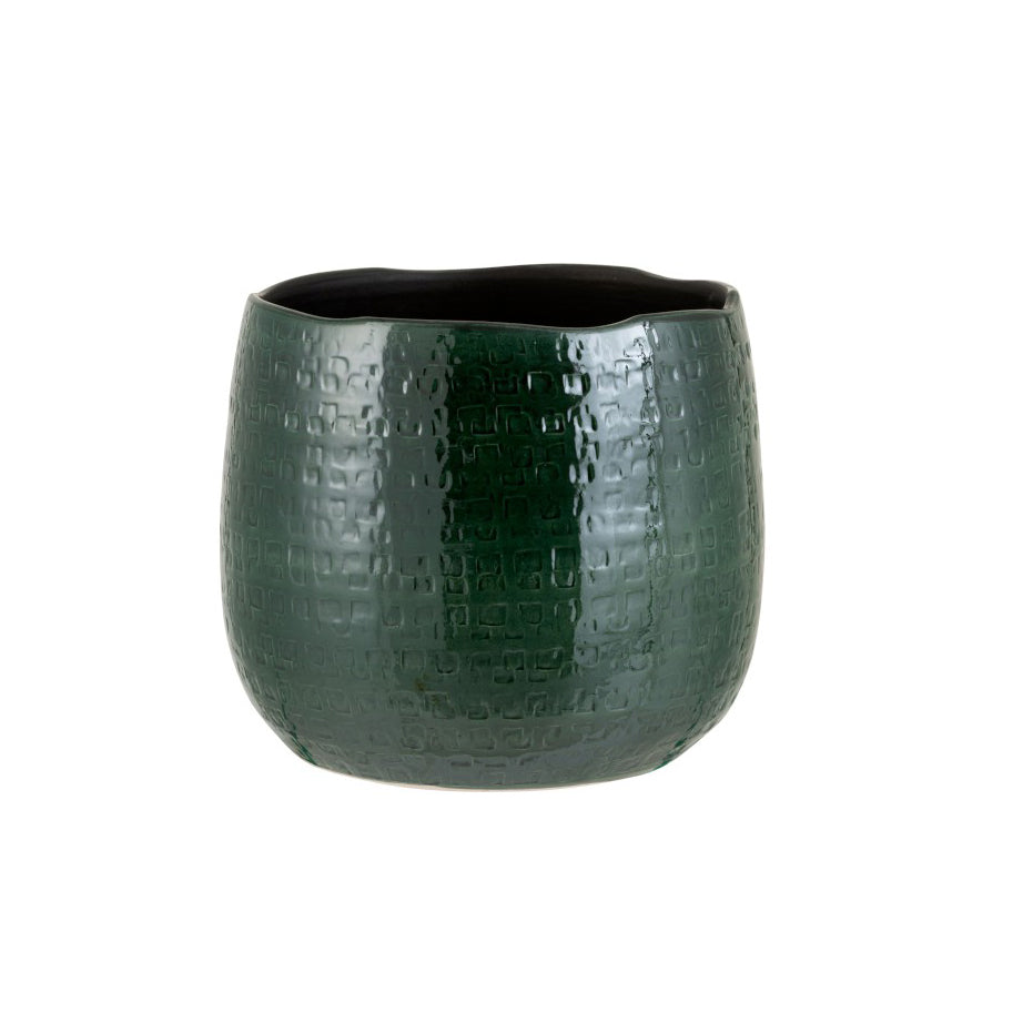 Vaso Motivo H30 : Portavaso in ceramica smaltato verde - 3318