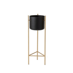 Portavaso in metallo nero su piedistallo oro H80 - 96986
