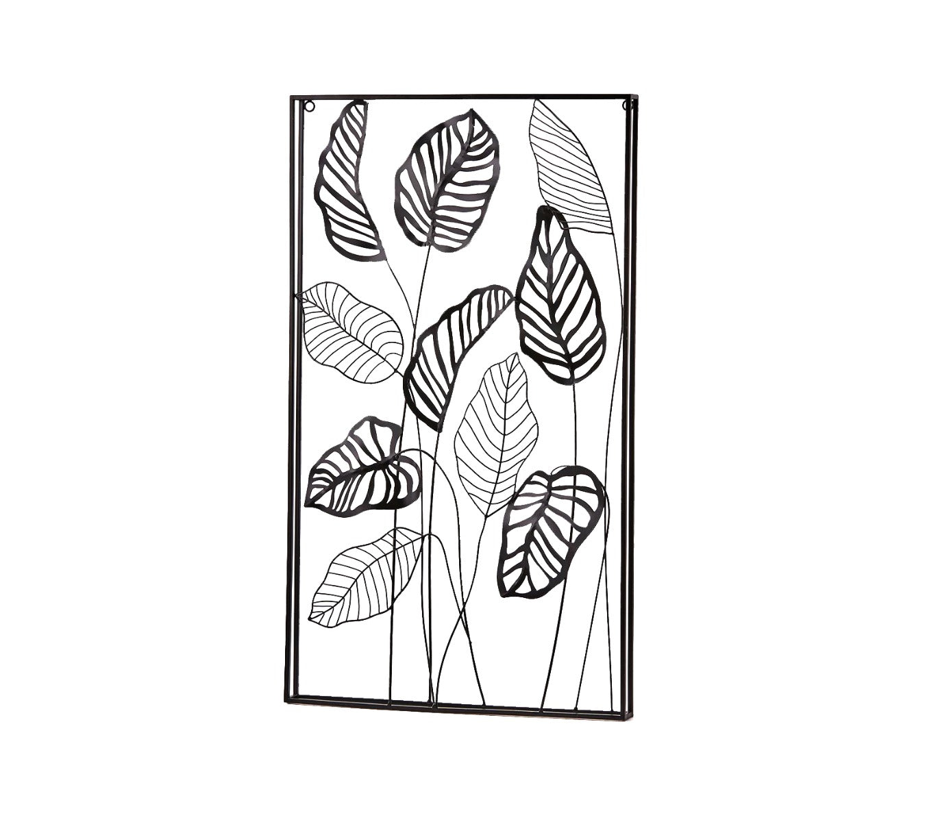 Quadro foglie metallo Nero Verticale H81x47 - 601452