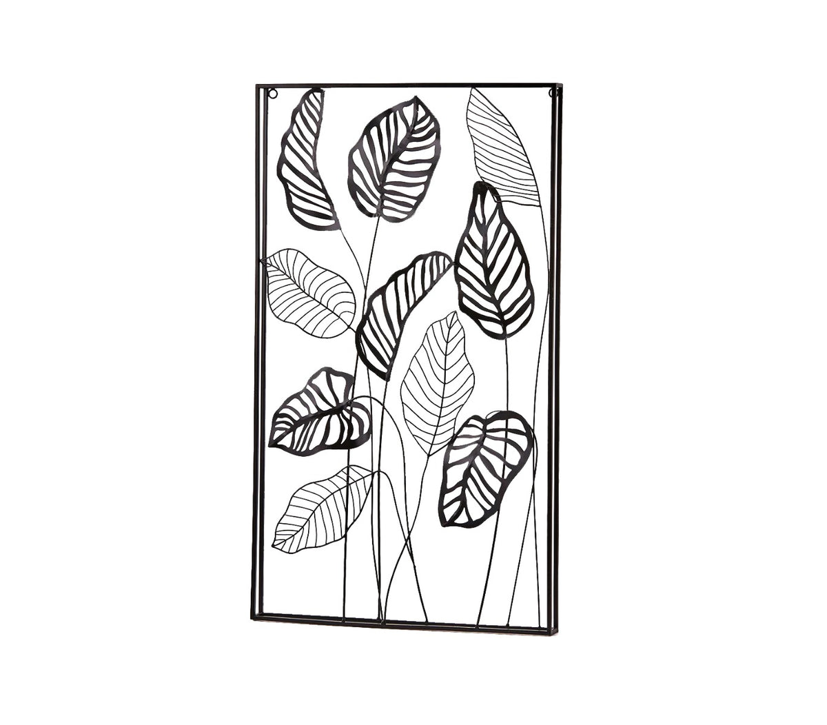 Quadro foglie metallo Nero Verticale H81x47 - 601452