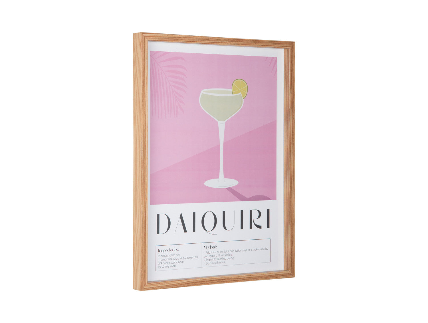 Wall Art Daiquiri &ndash; Present Time | Quadro Decorativo H41,5 X L31,5 con Ricetta Cocktail per Cucina o Angolo Bar - PT4286