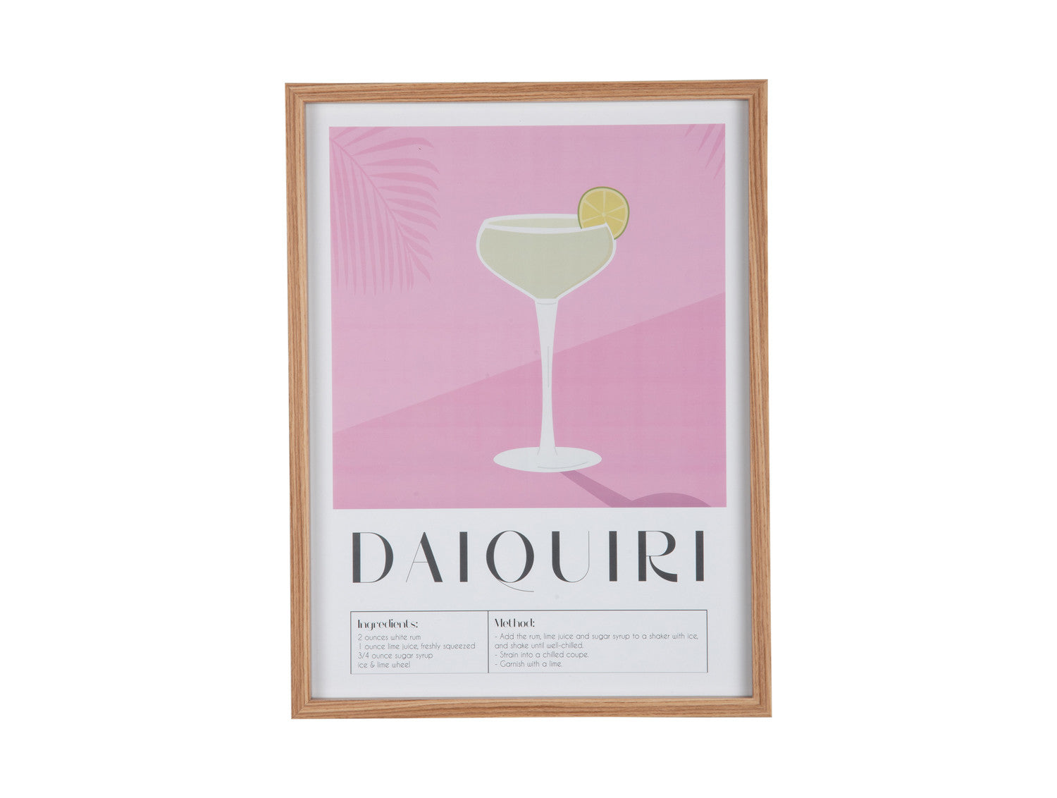 Wall Art Daiquiri &ndash; Present Time | Quadro Decorativo H41,5 X L31,5 con Ricetta Cocktail per Cucina o Angolo Bar - PT4286