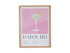 Wall Art Daiquiri &ndash; Present Time | Quadro Decorativo H41,5 X L31,5 con Ricetta Cocktail per Cucina o Angolo Bar - PT4286