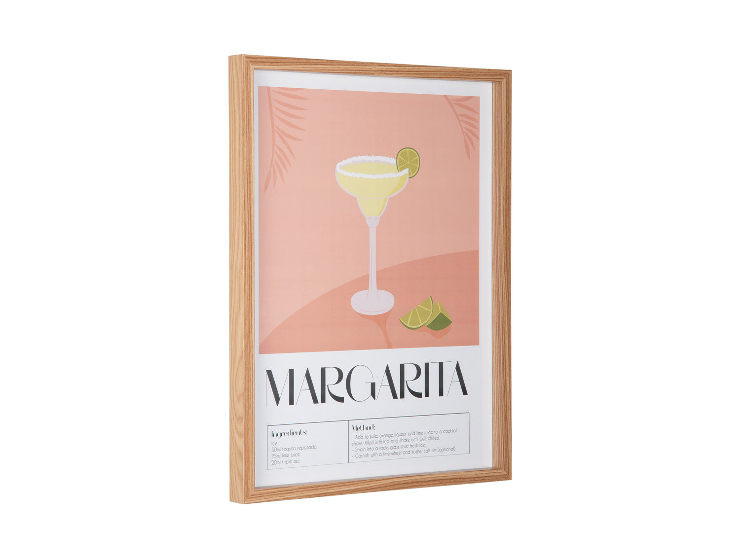 Wall Art Margarita &ndash; Present Time | Quadro Decorativo H41,5 X L31,5 con Ricetta Cocktail per Cucina o Angolo Bar - PT4285