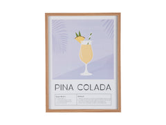 Wall Art Pina Colada &ndash; Present Time | Quadro Decorativo H41,5 X L31,5 con Ricetta Cocktail per Cucina o Angolo Bar - PT4284