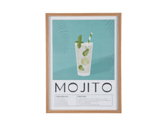 Wall Art Mojito &ndash; Present Time | Quadro Decorativo H41,5 X L31,5 con Ricetta Cocktail per Cucina o Angolo Bar - PT4283