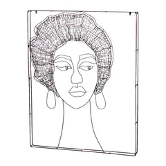 Quadro Testa Afro Grande - Decorazione da parete volto in filo di metallo nero - 714926