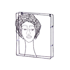 Quadro Testa Afro - Decorazione da parete volto in filo di metallo nero 30 cm X 35cm - 714924-afro
