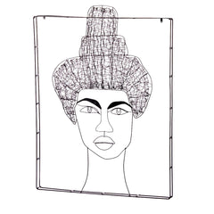 Quadro Testa Chignon Grande - Decorazione da parete volto in filo di metallo nero - 714925