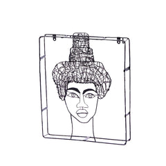 Quadro Testa Chignon - Decorazione da parete volto in filo di metallo nero 30 cm X 35 cm - 714924-chignon