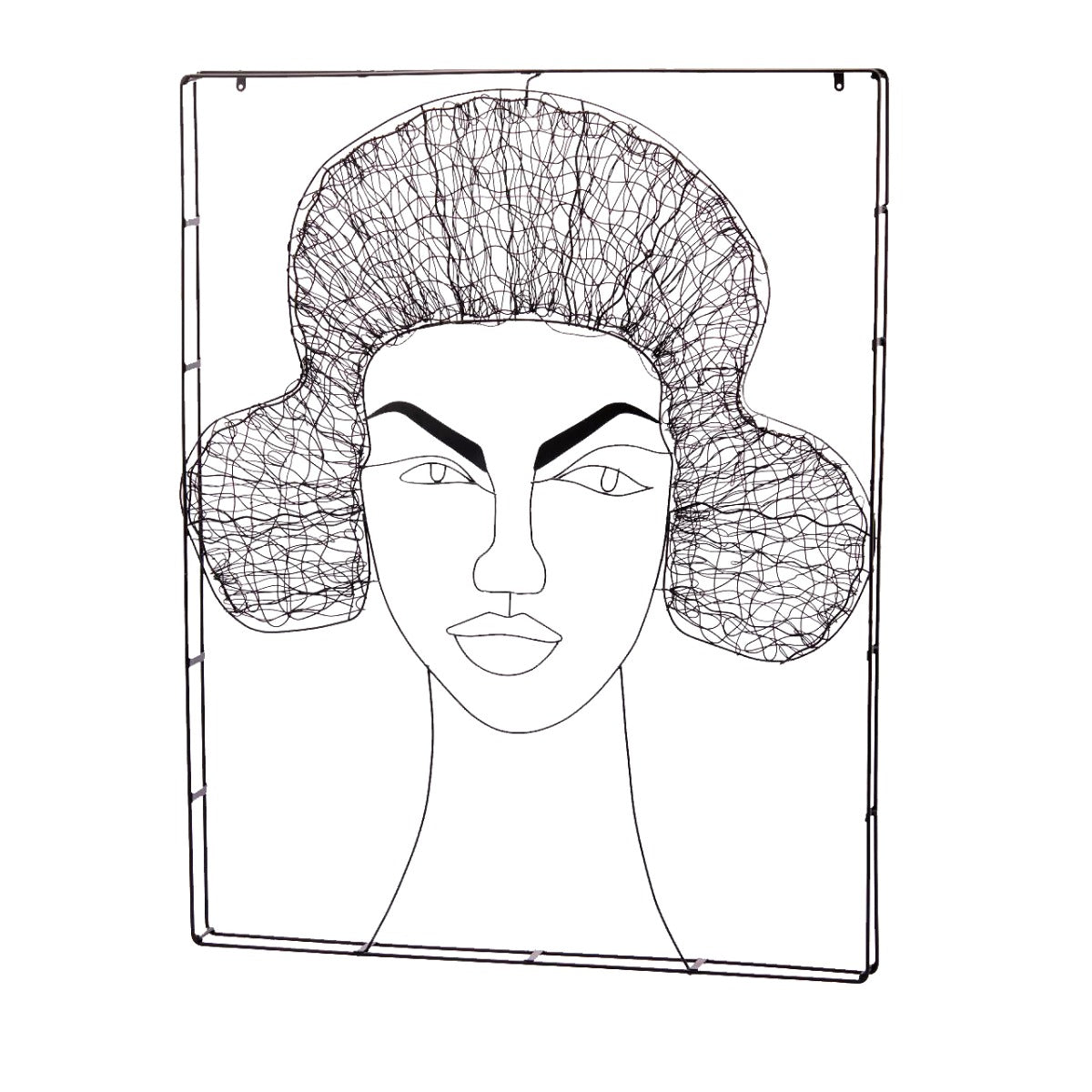 Quadro Testa Codini Grande - Decorazione da parete volto in filo di metallo nero - 714927