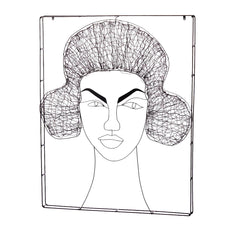Quadro Testa Codini Grande - Decorazione da parete volto in filo di metallo nero - 714927